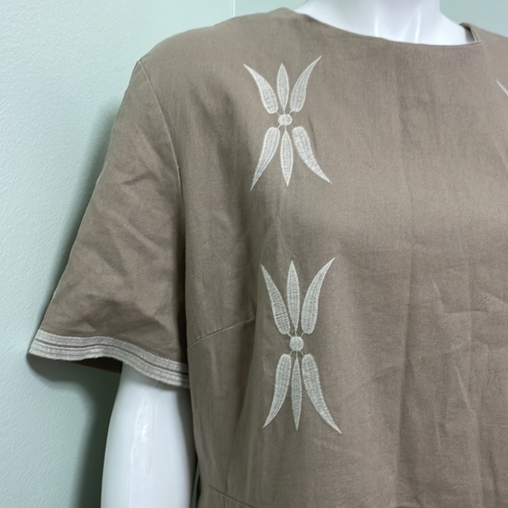 Zara Embroidered Tan Mini Dress XL - Picture 8 of 13